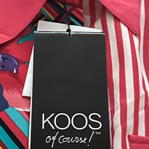 KOOS of Course Silk Pattern Play Button LS Blouse - Picture 5 of 7